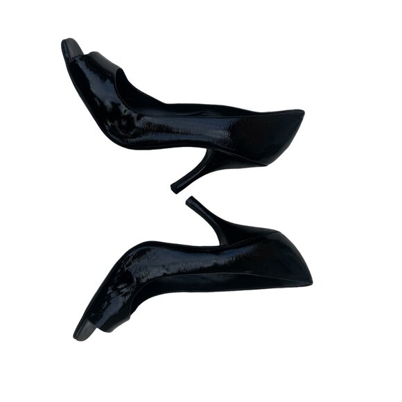 BCBGirls 8.5 M Heels Peep Toe Black Patent Leather Dressy 2" Block Heels - Picture 11 of 14